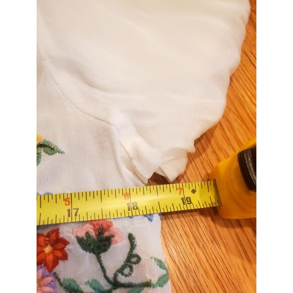 Boho Floral Embroidered Sheer White Button-Up Blouse Kyla Seo Feminine Small - Picture 8 of 8